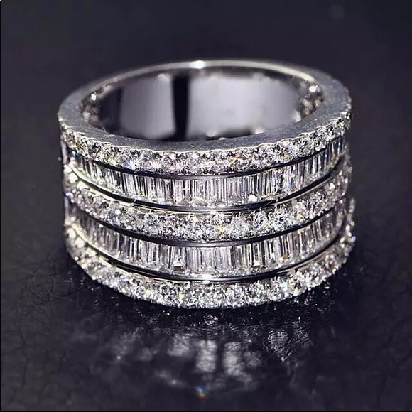 Sterling Silver Diamond Band - Picture 2 of 3